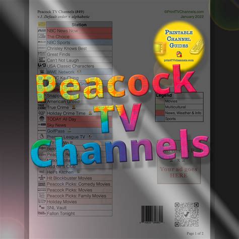 printable list of peacock channels